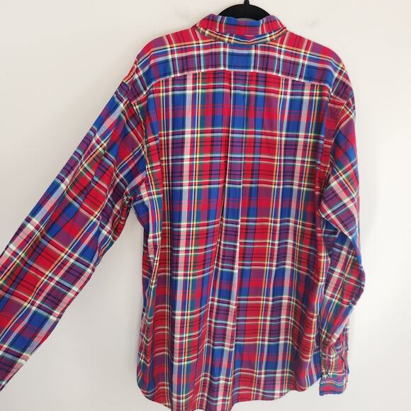 Polo Ralph Lauren Y2K Red/Blue Plaid Long Sleeve Button Up Shirt size XL - Picture 6 of 7